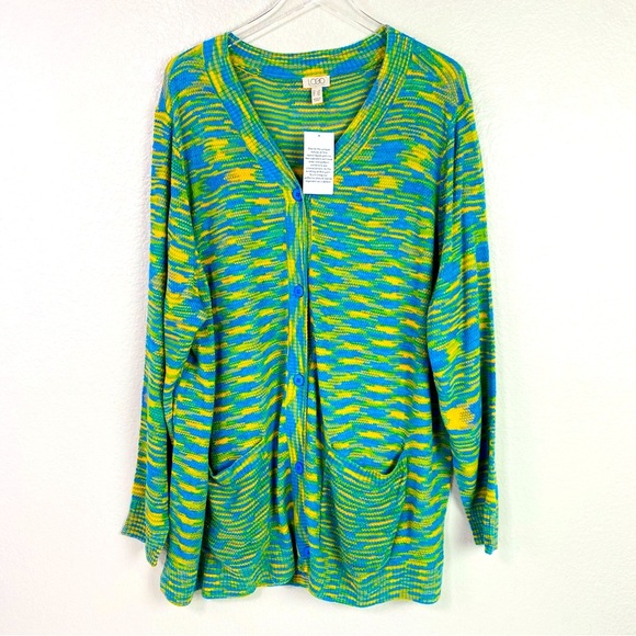 LOGO By Lori Goldstein Space Dyed Button Front Cardigan Size 3X - Picture 2 of 9
